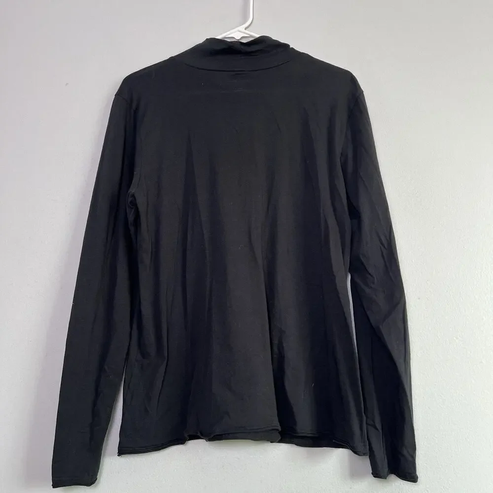 Anthropologie Women's Pullover Long Sleeve Tee Black Basic Minimalist Sz XL